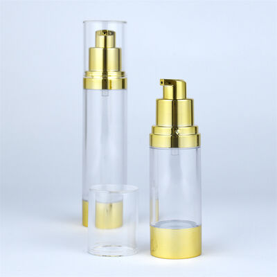 AS luchtloze fles lotion cosmetische huidverzorging verpakking pomp fles aangepast 15 ml 30 ml 50 ml kartonnen goud cosmetische mini flessen AS/PP