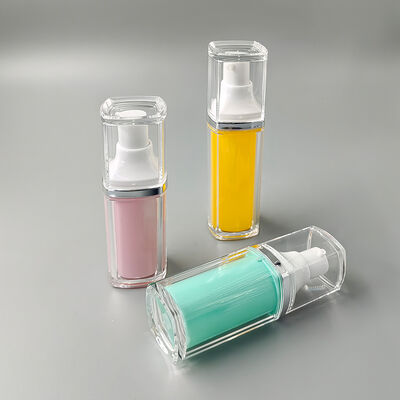 Hot Sale Groothandel Fabriek Hoge Kwaliteit 15ml 30ml 50ml Vierkante Dubbellaagse Vacuüm Fles voor Persoonlijke Verzorging