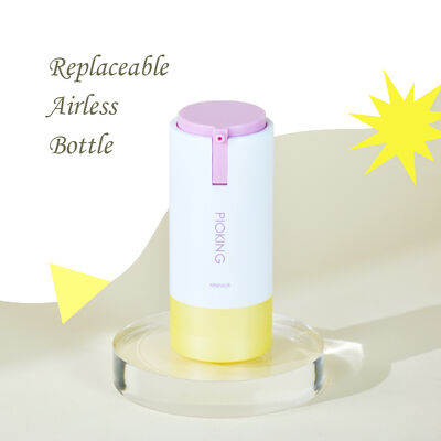 Recyclebare Private Label 15ml 30ml 50ml Ronde Vorm Custom Roze Paarse Kleur Airless ABS Lotion Fles voor Huidverzorgingsverpakking