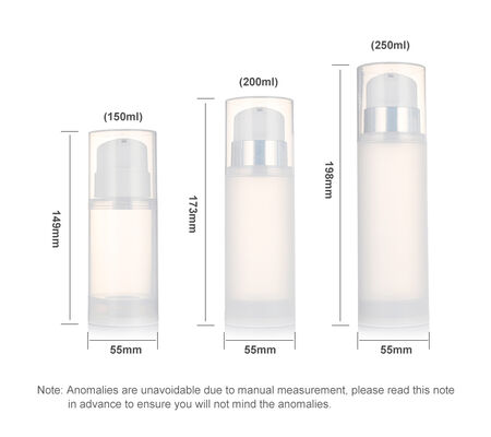 Luchtloze pompfles 150 ml 200 ml 250 ml/PP Transparante lotion pompfles voor cosmetische verpakkingen