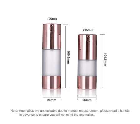 Luxe Rose Gold luchtloze pompfles 15-20 ml ronde luchtloze lotionfles serumfles