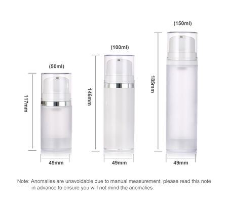 Voorraad Witte Crème Plastic Airless Pompfles voor Lotion Gezichtsreiniger & Huidverzorging Serum 50 ml/100 ml/150 ml Zeefdruk